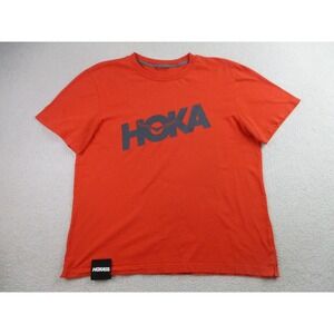 Hoka One One Shirt Mens Medium Orange Athletic Running Crewneck Graphic Logo Tee